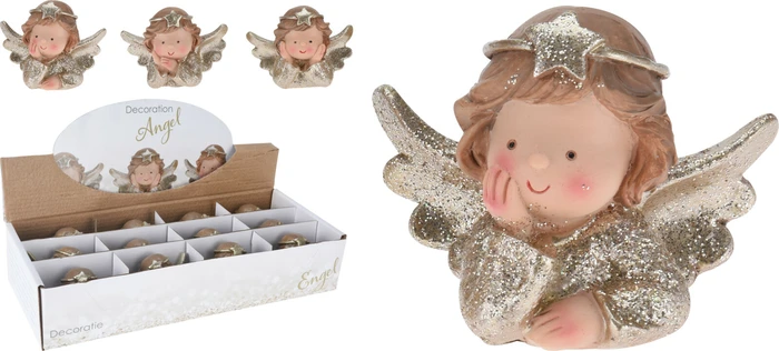 Angel Girl Head Gold 6cm - 3 Assorted