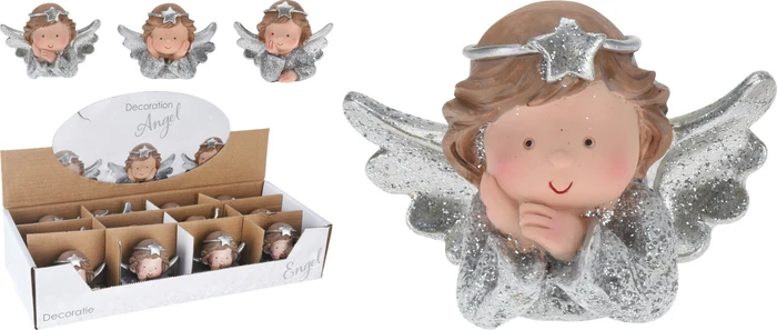 Angel Girl Head Silver 6cm