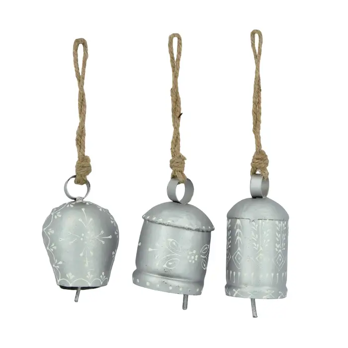 Bell Metal With Hanger 6x6x9cm - Silver 3 Assorted