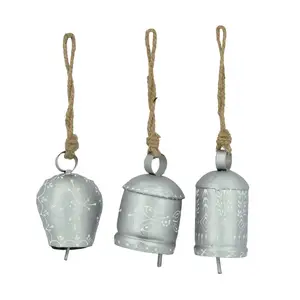 Bell Metal With Hanger 6x6x9cm - Silver 3 Assorted