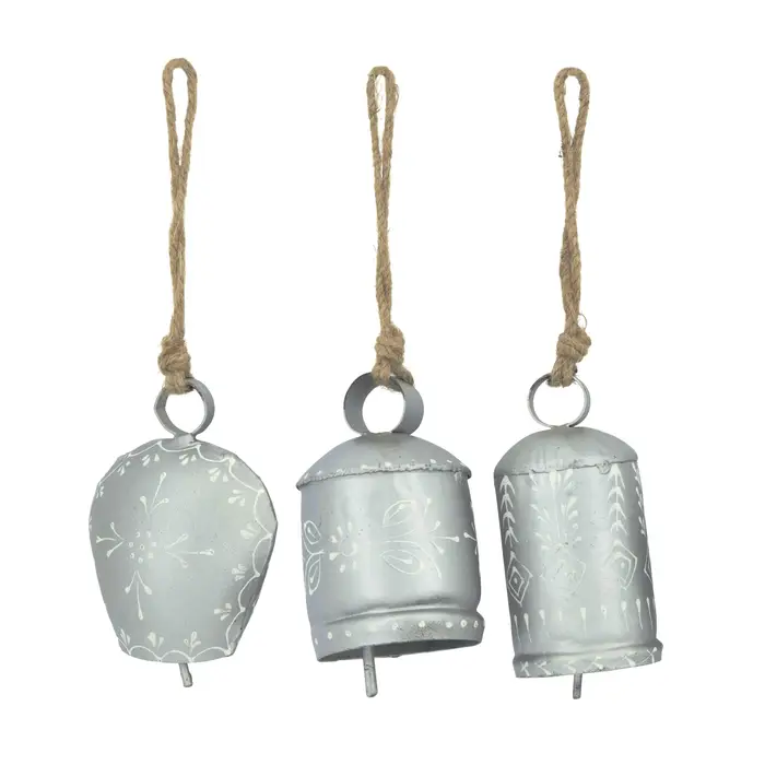 Bell Metal With Hanger 7x7x13cm - 3 Assorted Silver