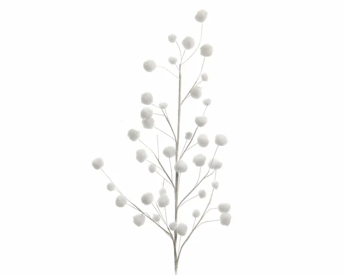 Branch 55cm - Snowballs White