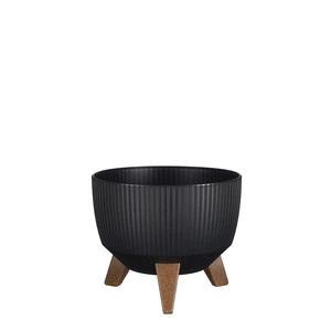 Doppio Bowl on Feet "Color: Black","Size: 24cm"