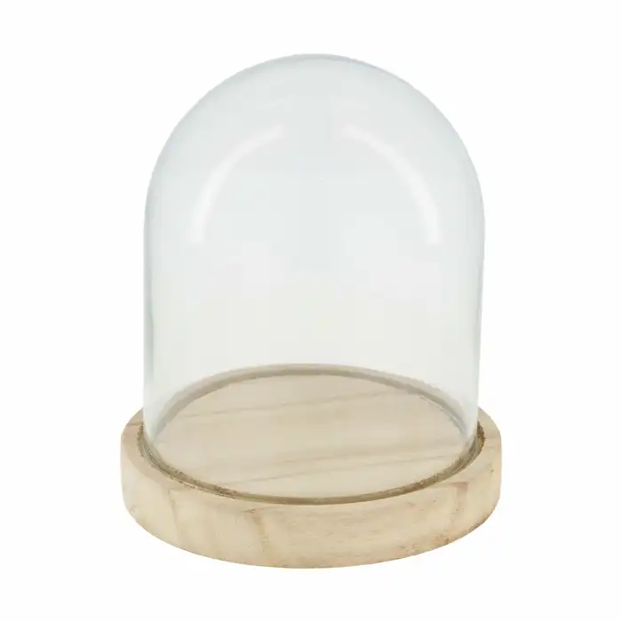 Glass Bell with Wooden Base Size : 13cm