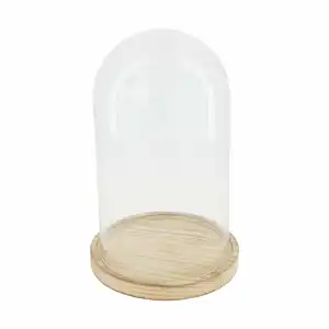 Glass Bell with Wooden Base Size : 28cm