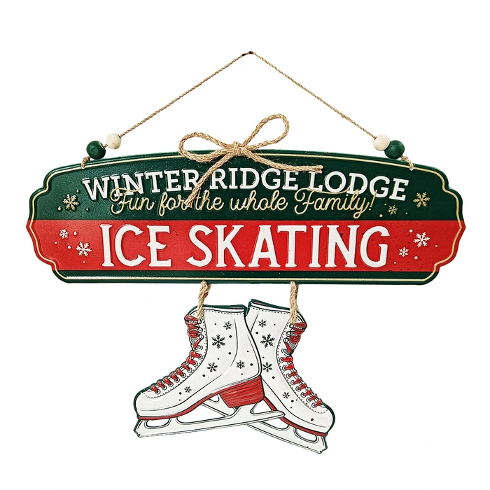 Hanging Metal Sign 15.5x16" - Ice Skating