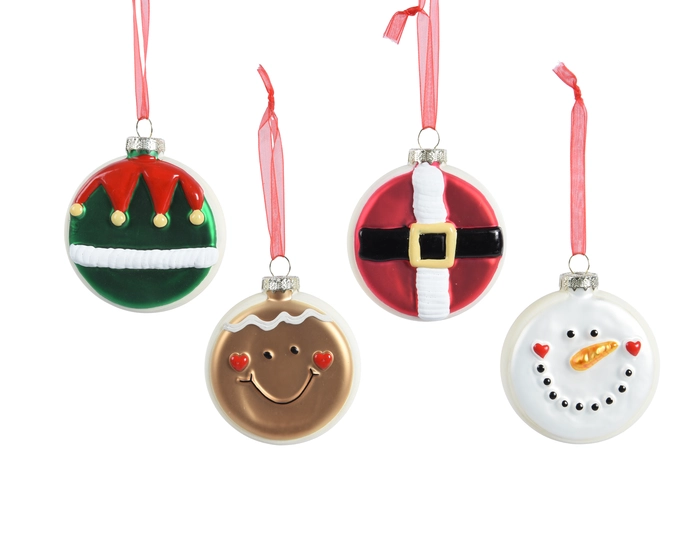 Hanging Ornament Disc Red Ribbon 8cm Variety : Elf