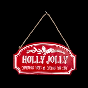 Hanging Ornament Metal Sign Holly Jolly 3.25"