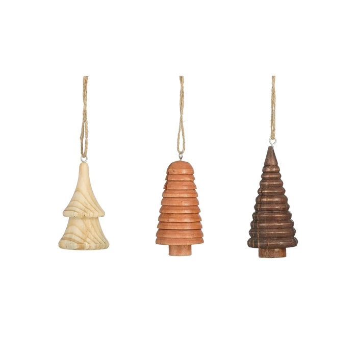 Hanging Ornament Wooden Tree - 3 Assorted