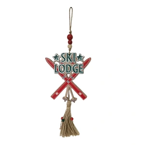 Hanging Wooden Wall Art 6x17.5" - Ski Lodge