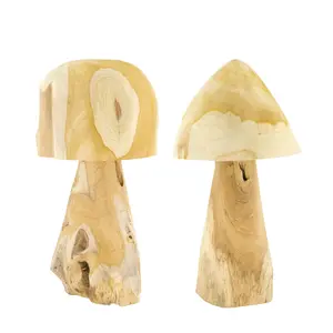 Mushroom Teak Wood - 2 Assorted Size : 38cm