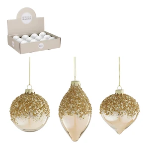 Ornament Ball Onion Drop - Glass Champagne 3 Assorted