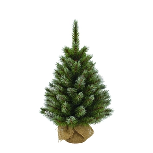 Pittsburgh X-Mas Tree with Burlap Green Frosted TIPS 79 - h60xd38cm