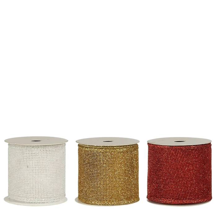 Ribbon Gold Red White 3 Assorted - 270x6.5cm