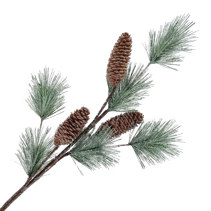 Spray Pine Frosted 31.5" Needle Pine with Cones