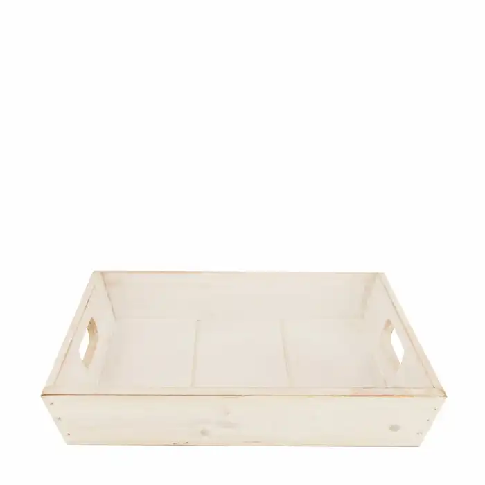 Square Wooden Tray "Color: White Wash","Size: 28x28x4.5cm"