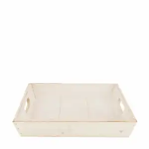 Square Wooden Tray "Color: White Wash","Size: 28x28x4.5cm"