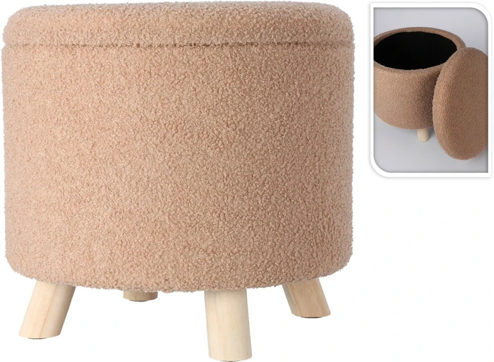 Storage Stool Teddy 40cm Color : Beige