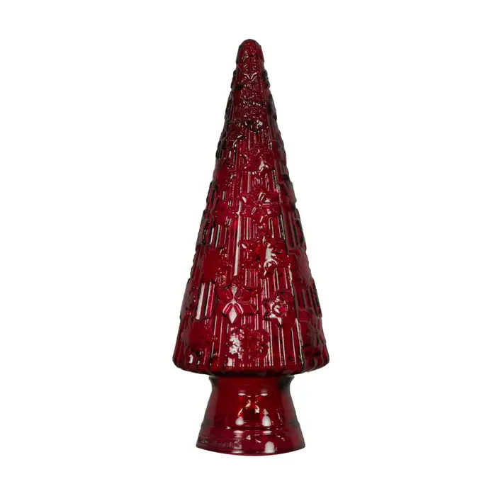 Tree Recycled Glass Red Size : 34cm