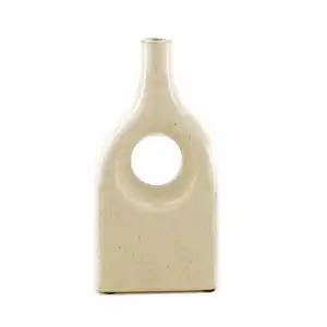 Vase Ceramic Hole - White Size : 10.5x20.5cm