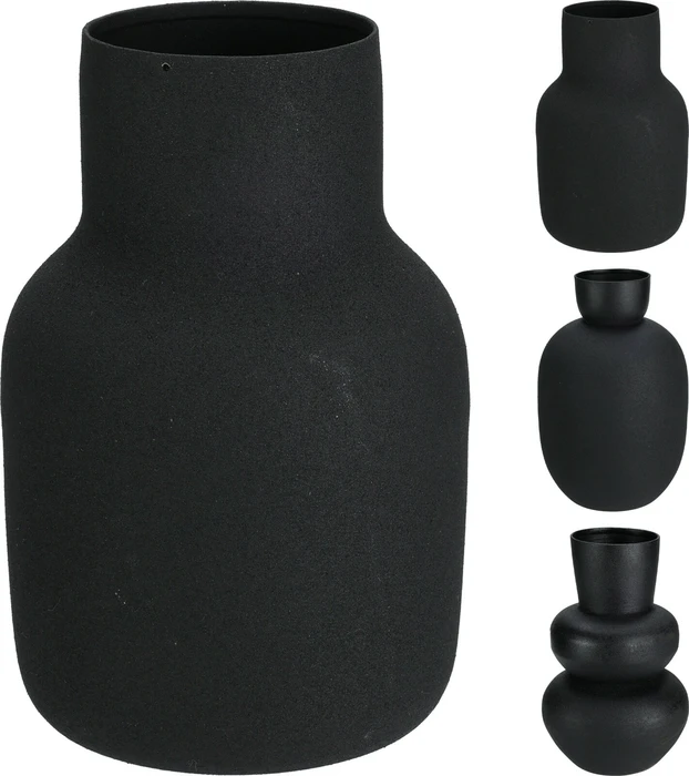 Vase Metal Black 17cm - 3 Assorted