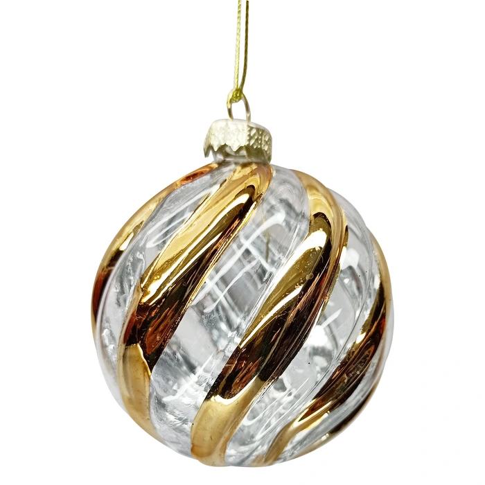 Xmas Ball 3" Clear and Copper Swirl