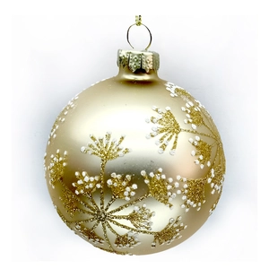 Xmas Ball 3" Gold Matte with Snowflake Glitter