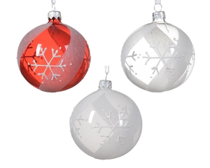 Xmas Ball 8cm Snowflake & Stripe Color : Clear