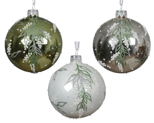 Xmas Ball 8cm Snowy Garland Color : Green