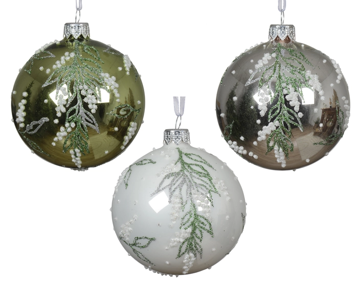 Xmas Ball 8cm Snowy Garland Color : Silver