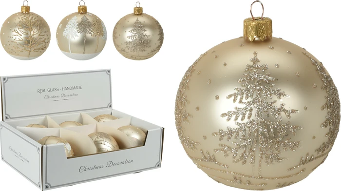 Xmas Ball Tree 100mm - 3 Assorted Gold