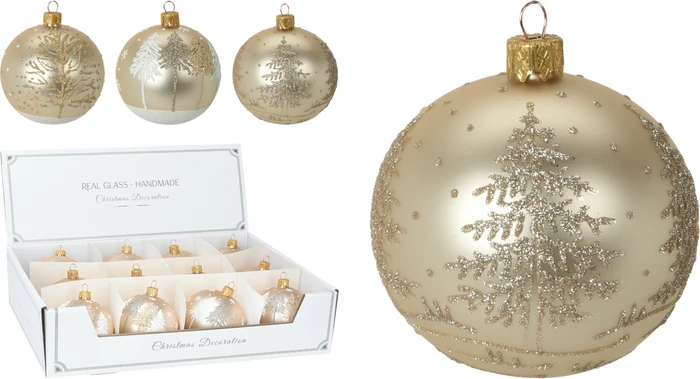 Xmas Ball Tree 80mm - 3 Assorted Gold