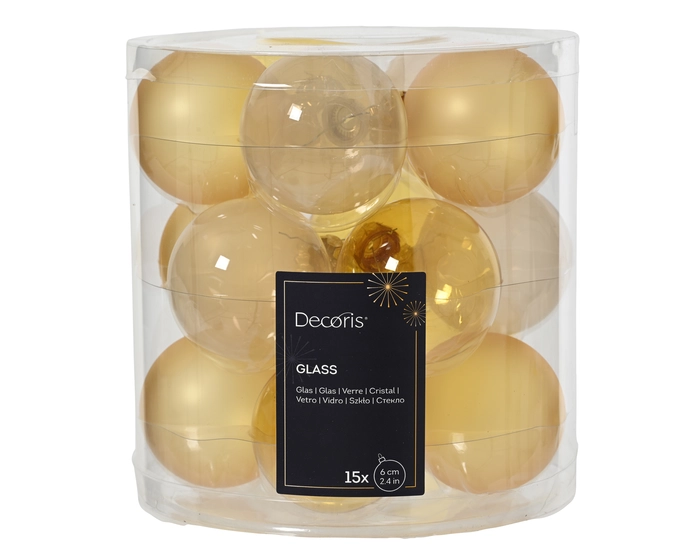 Xmas Balls 6cm - Set of 15 Gold