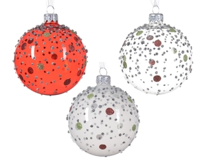 Xmas Ball 8cm Glitter Dots Color : Red